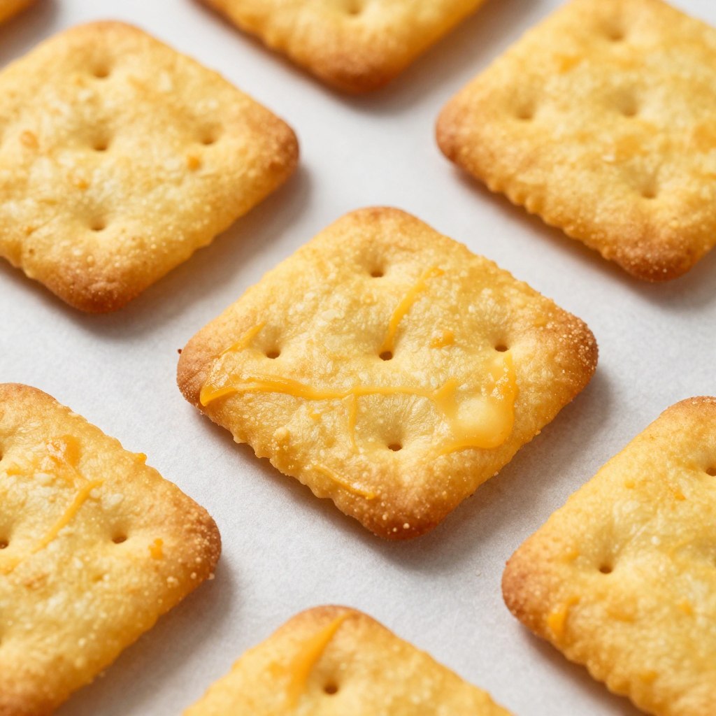 krakersy z sera cheddar na pergaminie