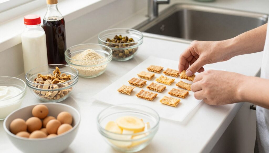 przygotowywanie keto przekąsek na blacie kuchennym